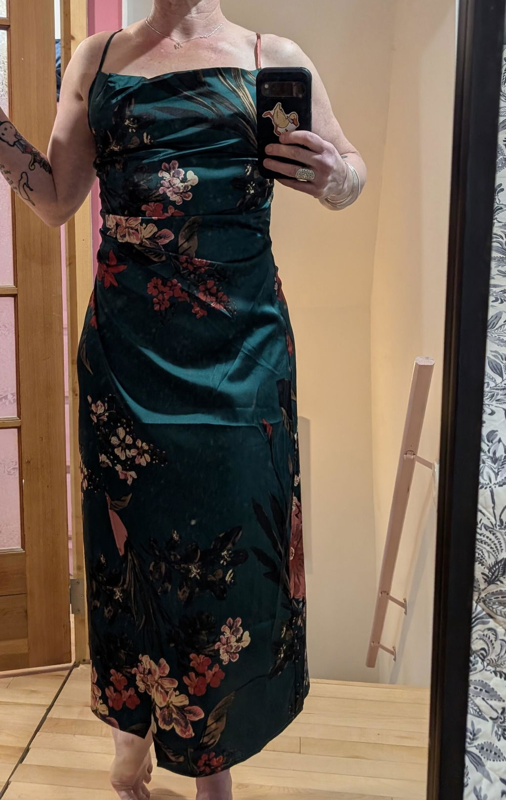 Annelise Green | Cowl Neck Floral Midi Dress