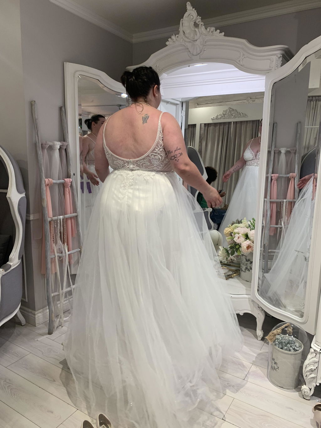 Astranova | Layered Tulle Wedding Gown with Lace