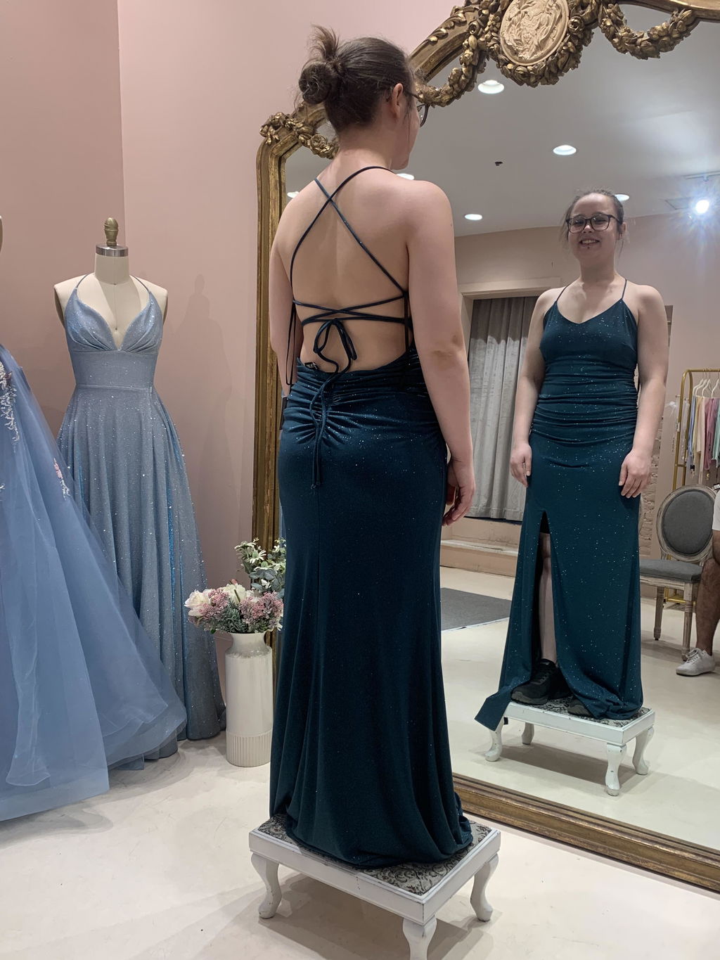 Samira Green | Sparkly Mermaid Maxi Dress with Slit