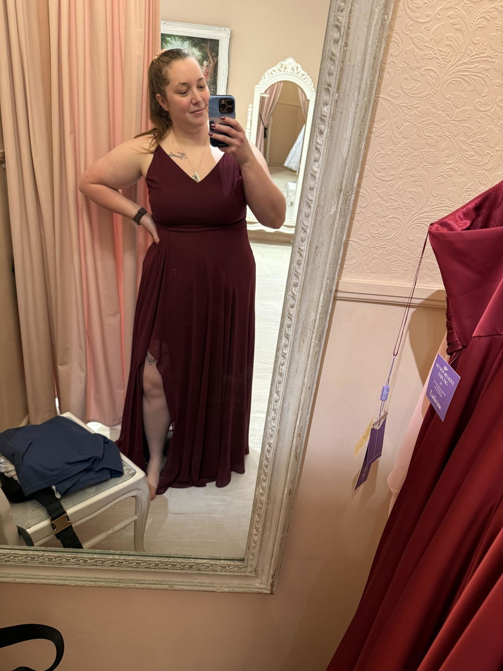 Diana Burgundy | Exclusive 1861 A-Line Chiffon Dress with Slit