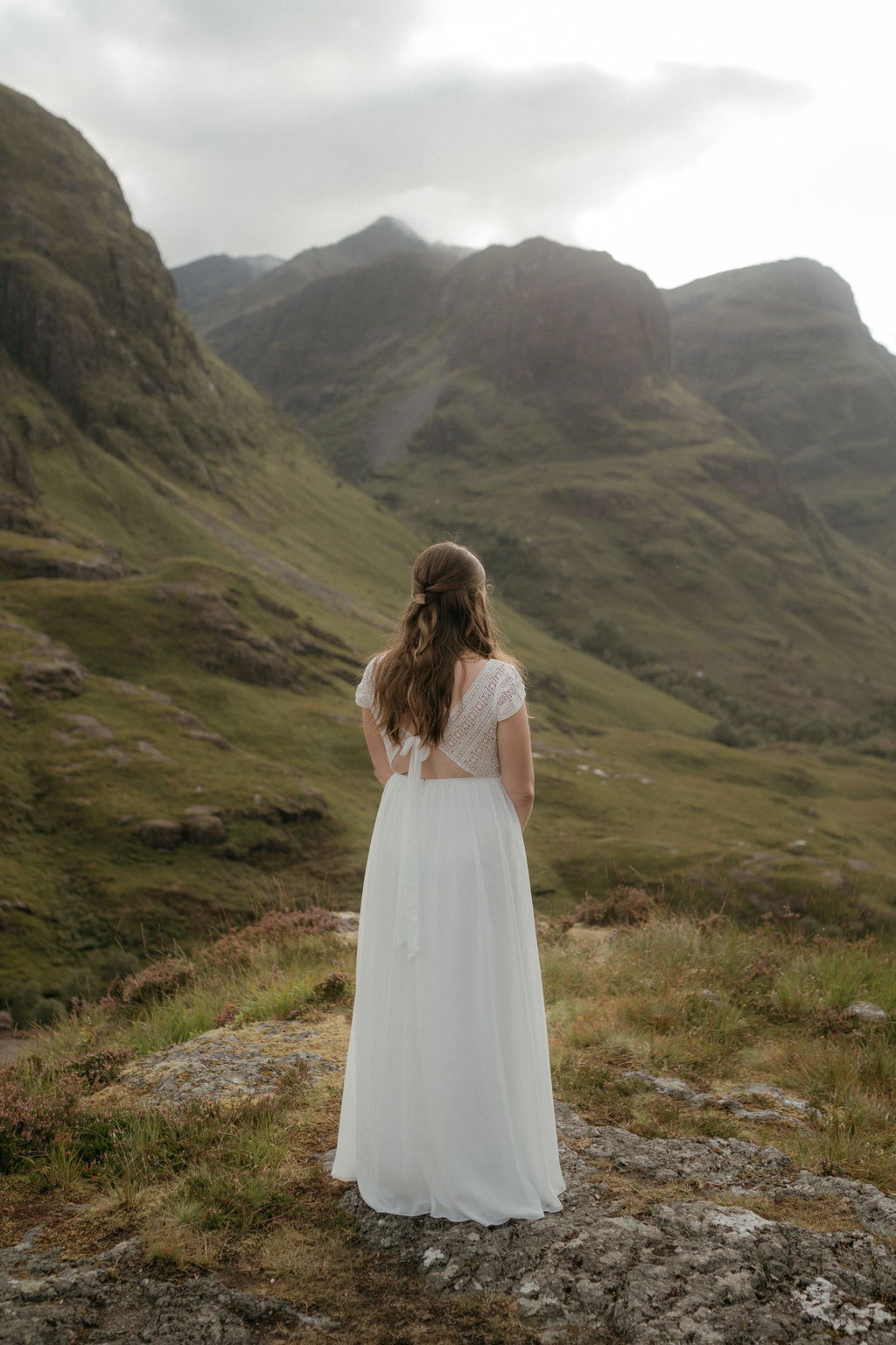 Senji Ivory | Backless Chiffon & Lace Gown