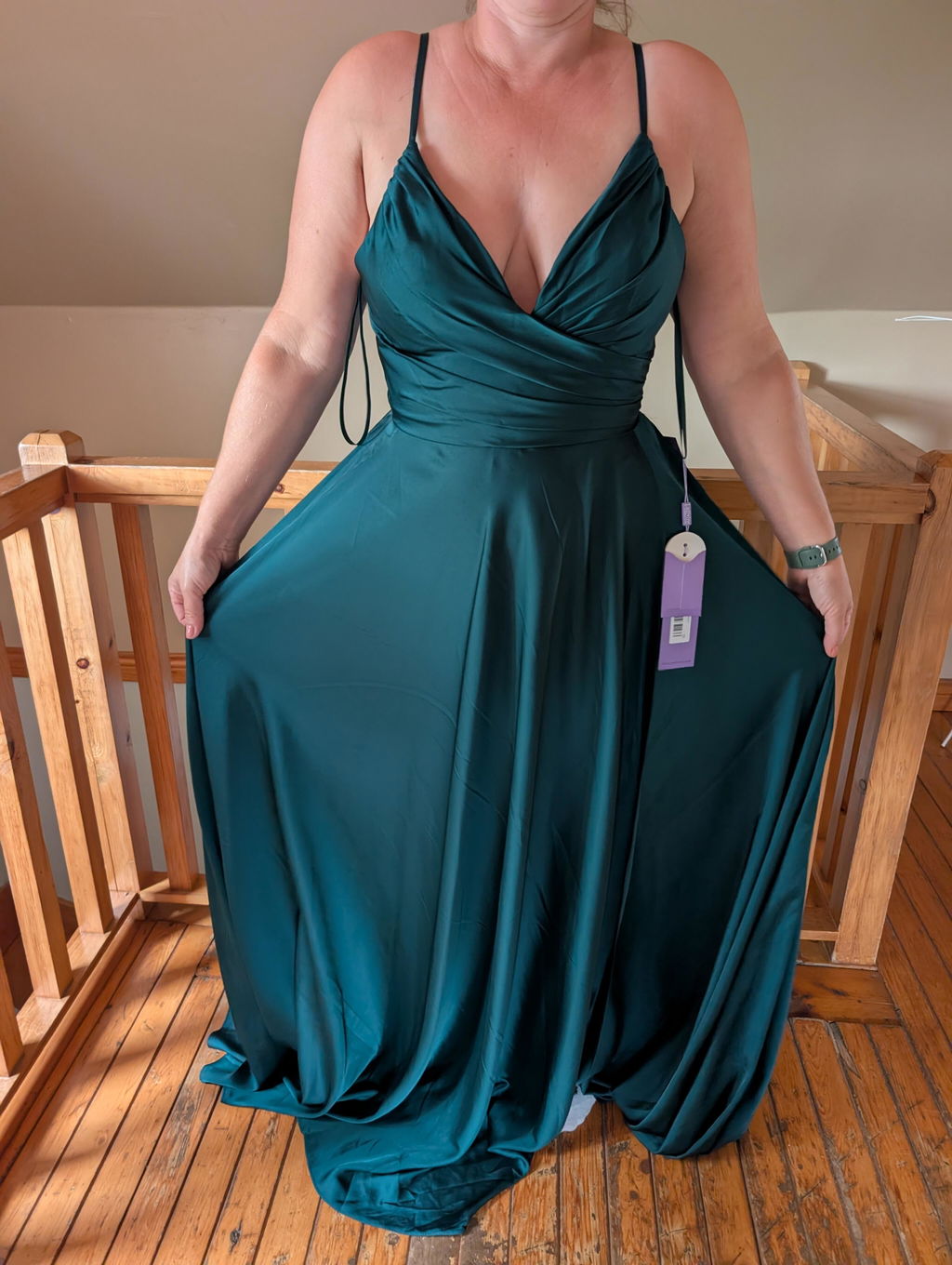 Lizza Green | Satin Maxi Dress with Slit