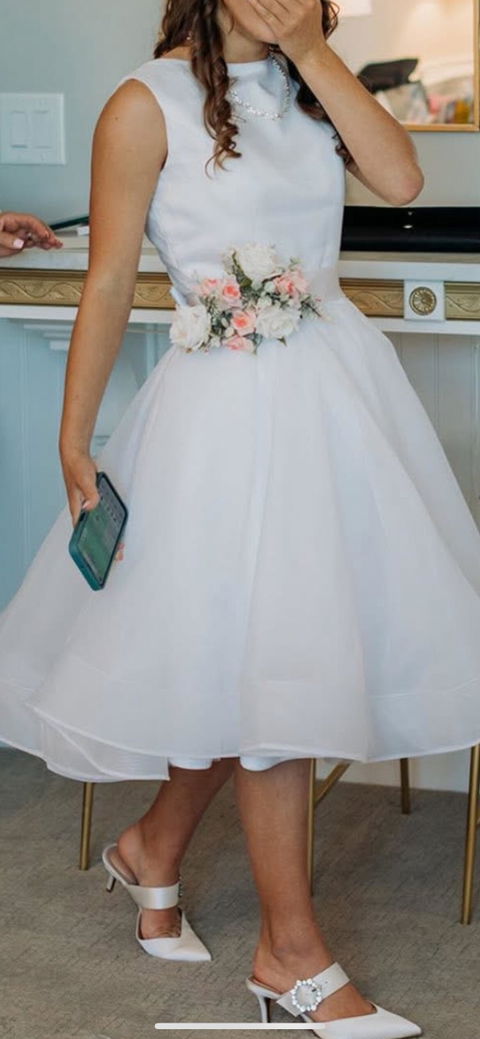 Short Wedding Dress Vintage Bridal Dress 1950’S Bateau Sleeveless Reception Bridal Gown