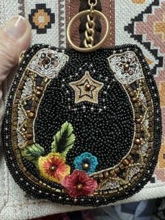 Good Luck Horseshoe Hand-Beaded Coin Purse