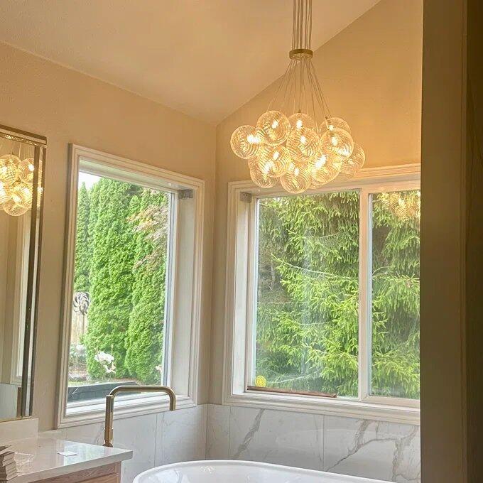 Dresqui 13-Light Dimmable Ribbed Glass Modern Bubble Chandelier (25"-29")