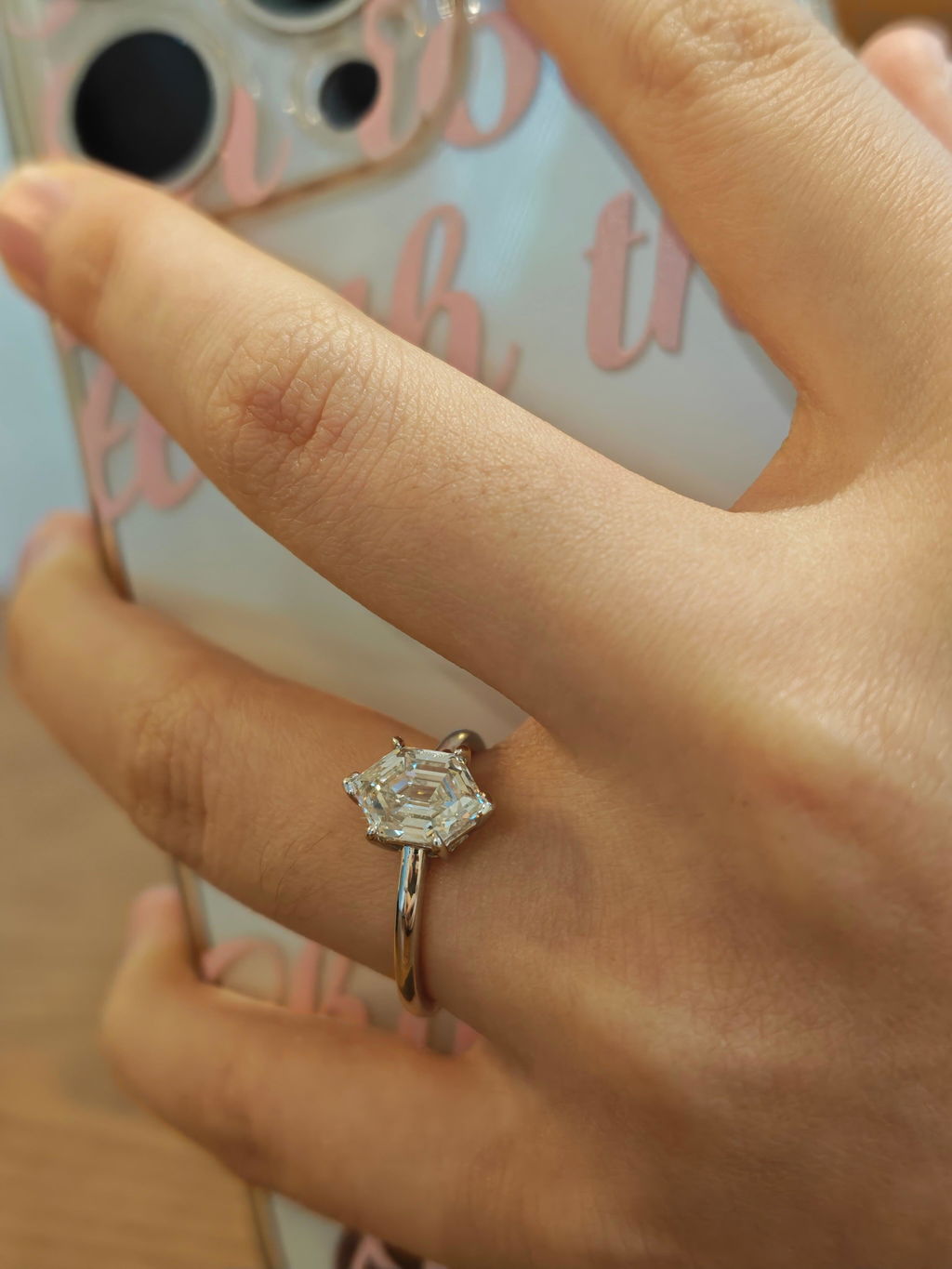 Hexagon Cut with Classic Matching Band Bridal Set
