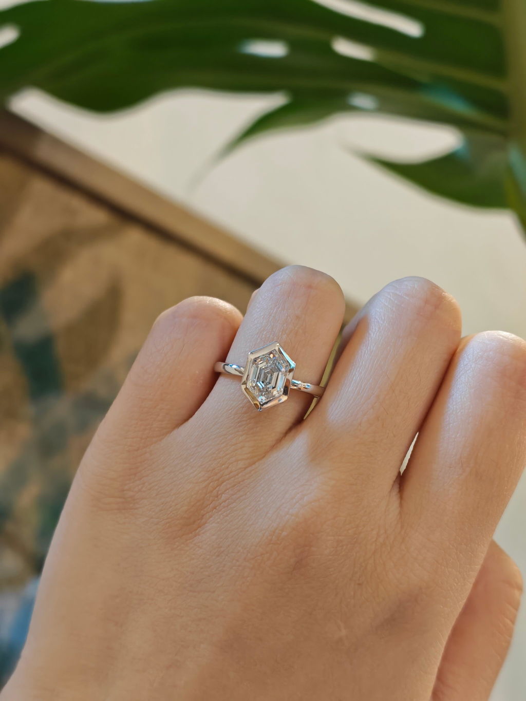 Hexagon Cut with Classic Matching Band Bridal Set