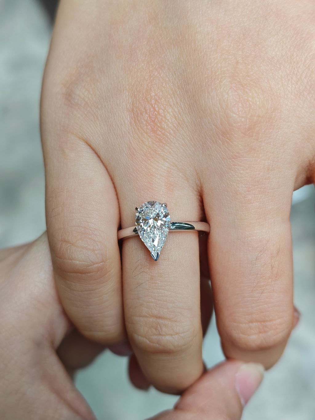 Pear Cut Three-Stone Lab Diamond Engagement Ring