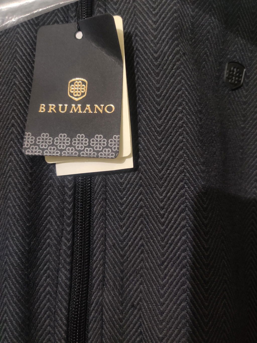 Charcoal Herringbone Structured Bomber Jacket