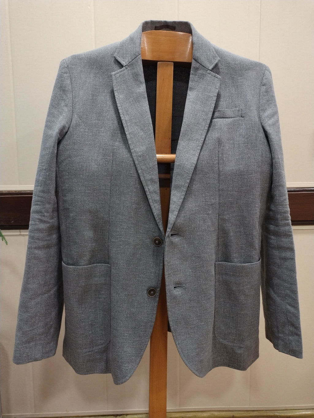 Grey Structured Linen Blended Blazer