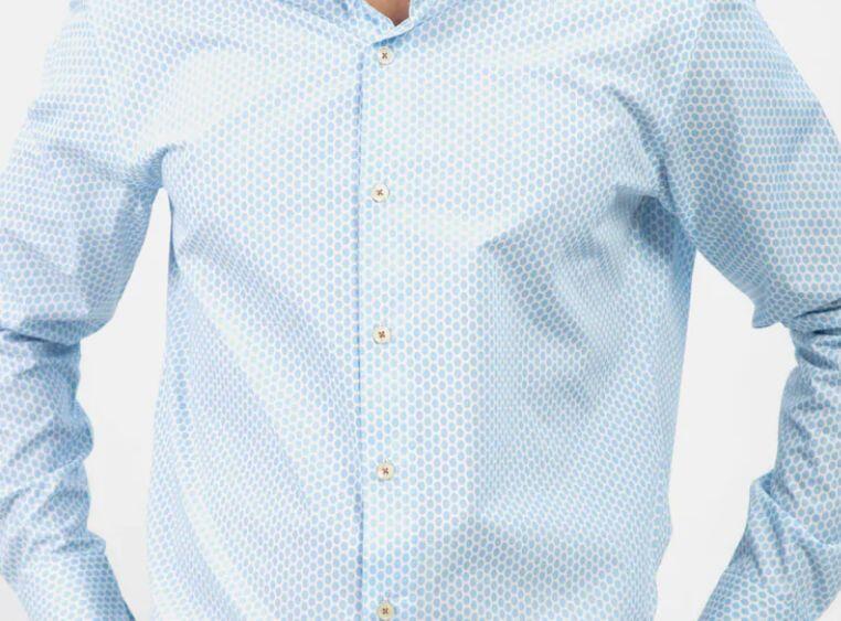 Blue Geometric Printed Formal Shirt