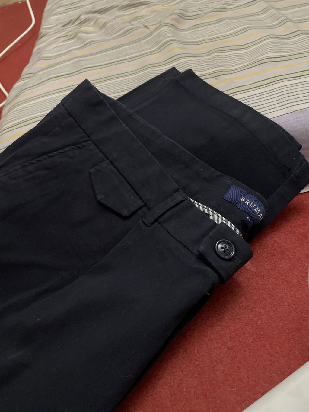 Navy Blue Chino With Front Pleats