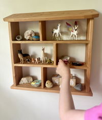 Wooden Curio Wall Shelf - Cherry Wood - 18" L x 5" D x 17" H