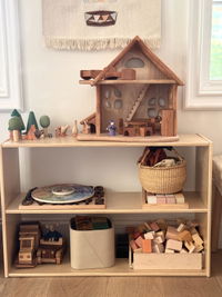 Fairy Country Cottage/Dollhouse - Cherry Wood with Maple Accents - With or Without 10-Piece Furniture Set