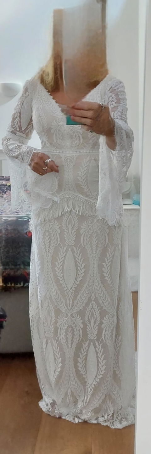 Bohemia Vintage Wedding Dresses For Women V-Neck Backless Bridal Gowns Flare Sleeves Lace Robes Vestidos De Novia