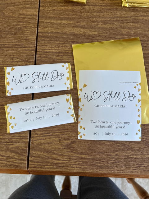 ANN211 - We Still Do Golden Hearts Anniversary Candy Bar Wrapper