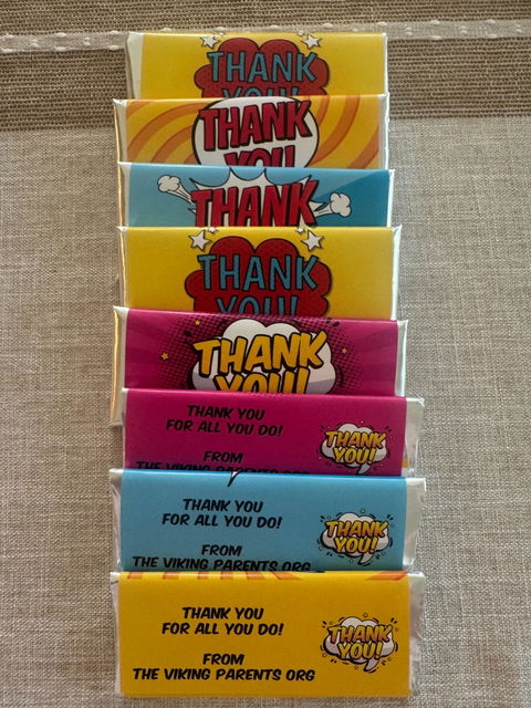 Assortment of 4 Styles of Thank You Comic Style Candy Bar Wrapper