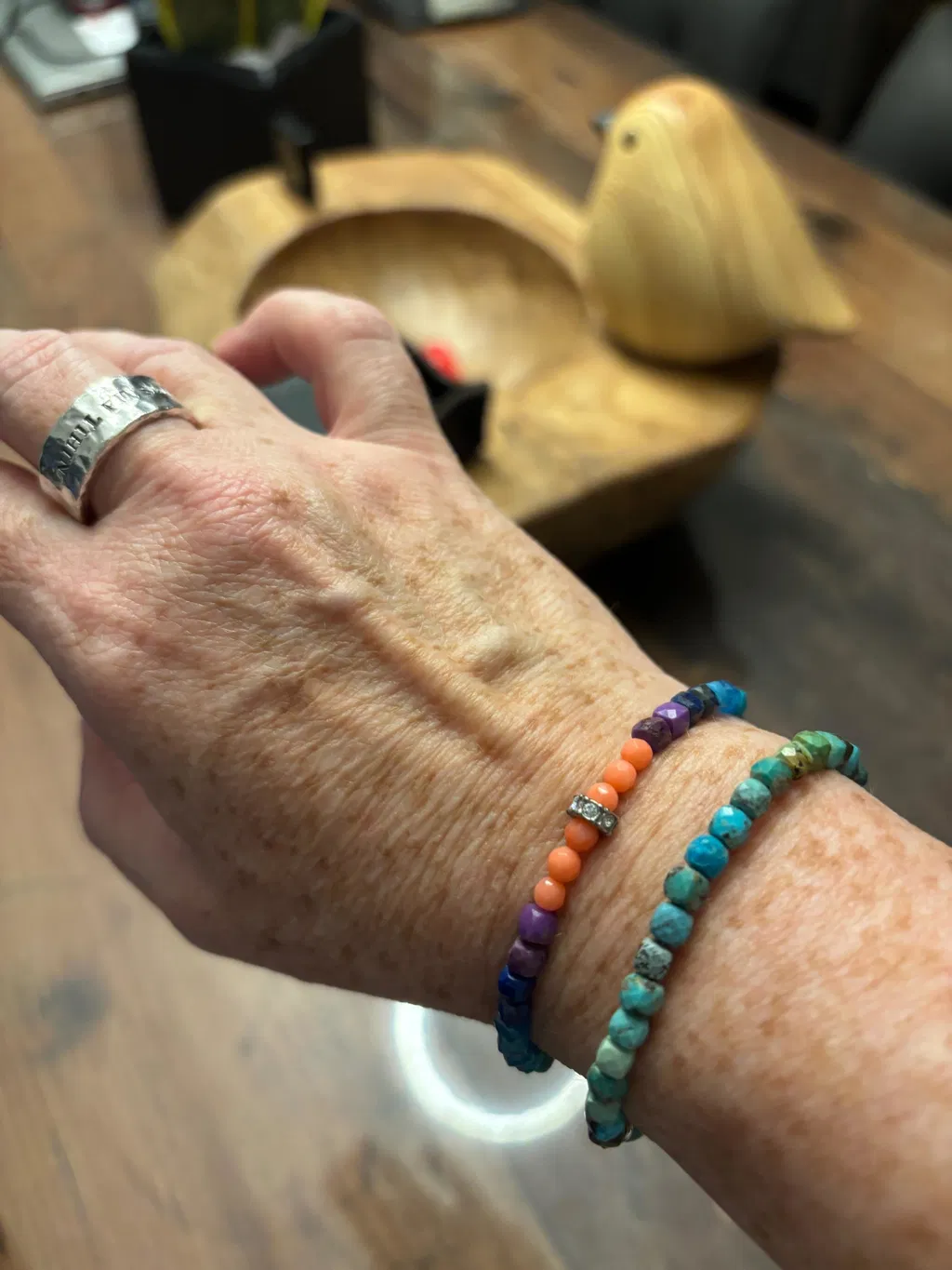 SUNSET Edelsteinarmband – türkis bis koralle – OCEAN