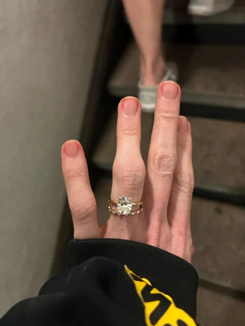 Stackable Wedding Band With Round Cut Moissanite