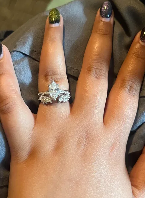 Marquise and Round Diamond Open Gap Wedding Band