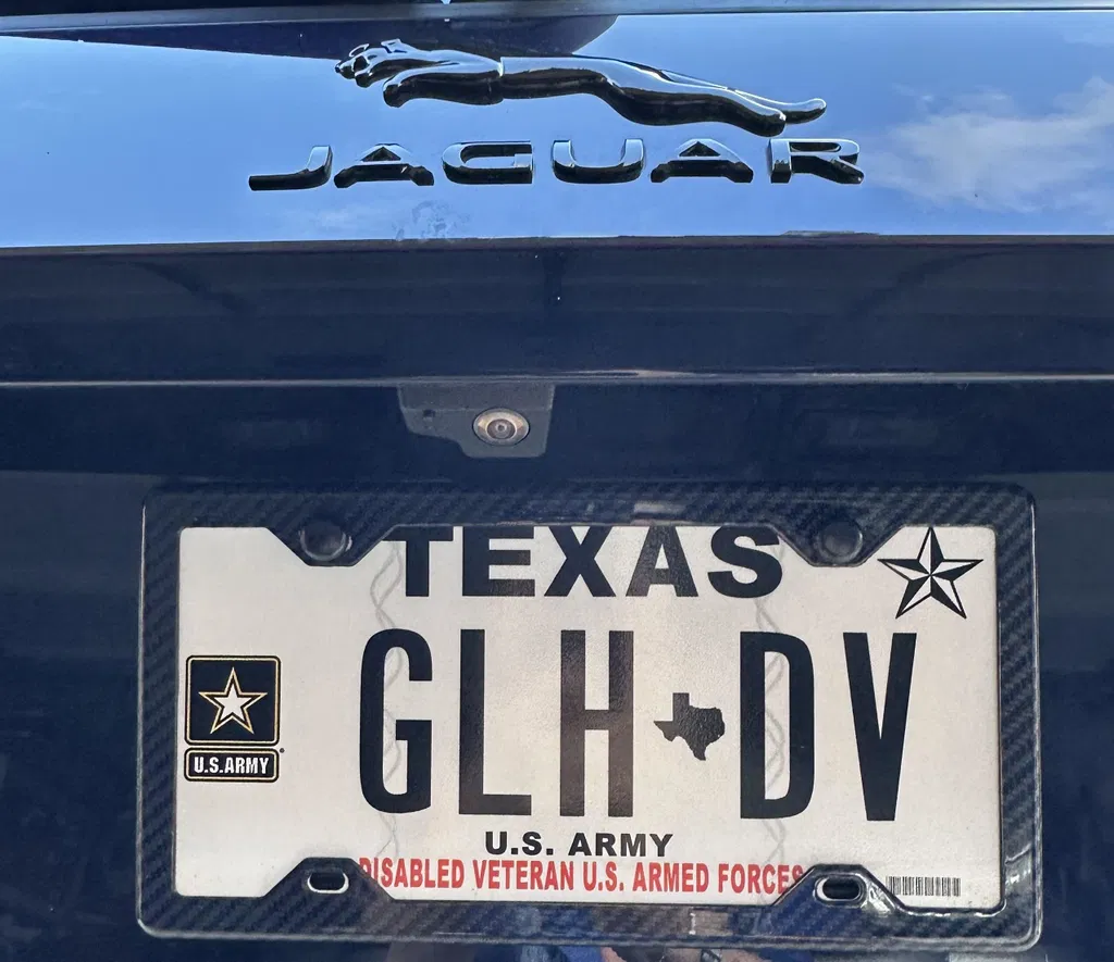 Carbon Fiber / Blue Aramid Fiber License Plate Frame - 4 Holes Minimal - Gloss Finish