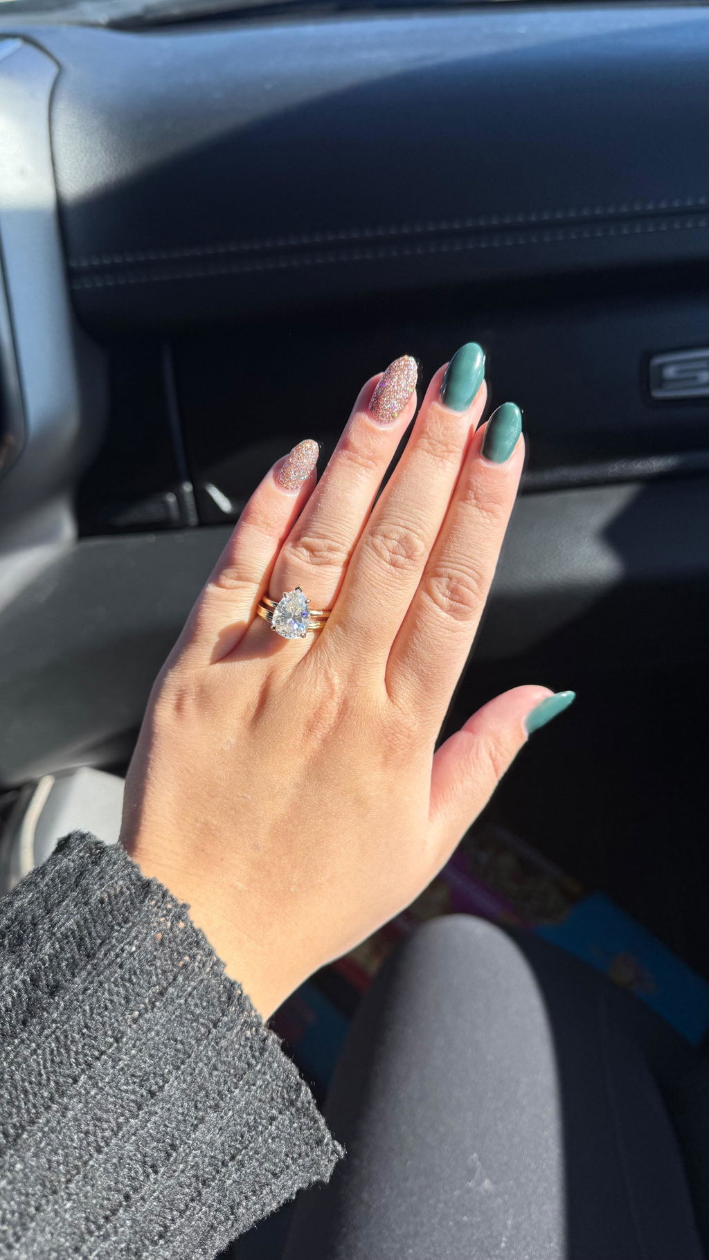 Solid Gold Solitaire Pear Cut Moissanite Engagement Ring