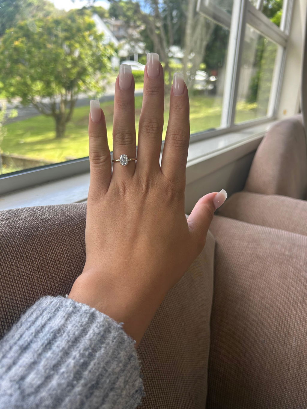 Solid Gold Solitaire Oval Cut Moissanite Engagement Ring