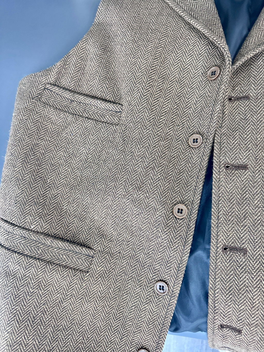 Ceehuteey Men's Suit Vest Herringbone Notch Lapel Waistcoat