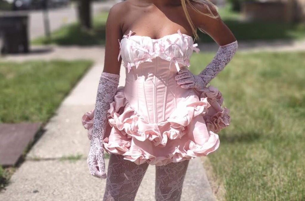 ZERELA Strapless Corset Ruffle Hem Mini Dress