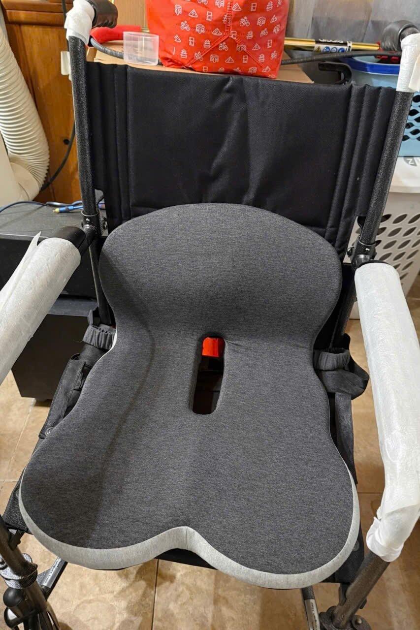 Pryxo cushion used on a wheelchair