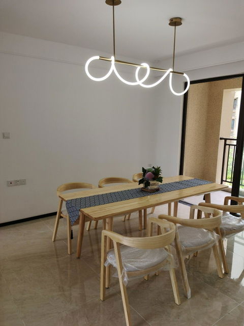 Modern Long Hose Led Chandelier - Brass
