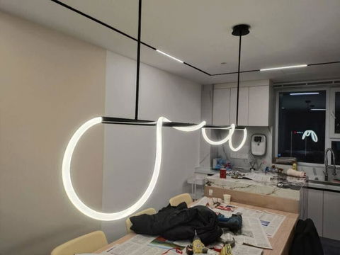 Modern Long Hose Led Chandelier - Brass