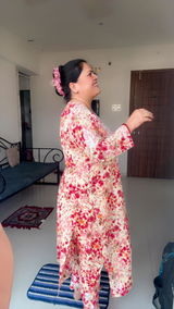 Maira Mulmul Cotton Chikankari Kurti Set - Red Colour