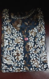 Sana Pure Mulmul Chikankari Handwork Kurti - Dark Blue  Colour