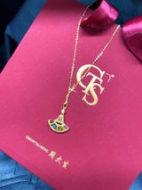 [Pre-sale] Dazzling Gold Series 24K Gold Feather Fan Pendant