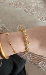 Gold Plated Silver Hetian Jade Peach Blossom Bracelet