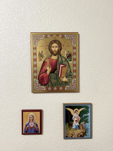 Jesus Christ Pantocrator - Wooden Icon with Gold Background and High-Quality Print (Lithography) - Mount Athos