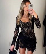 Polina |  Mini Longleeve Lace Dress