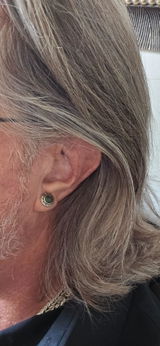 Sterling Silver Connemara Marble Round Celtic Post Earrings - S33773