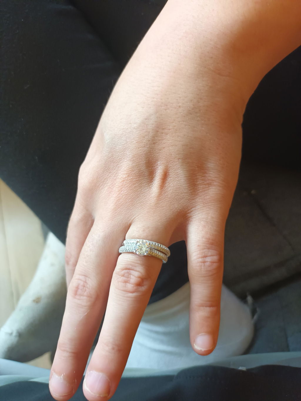 925 Sterling Silver Bridal Half Eternity with Cz in the Centre Rings
