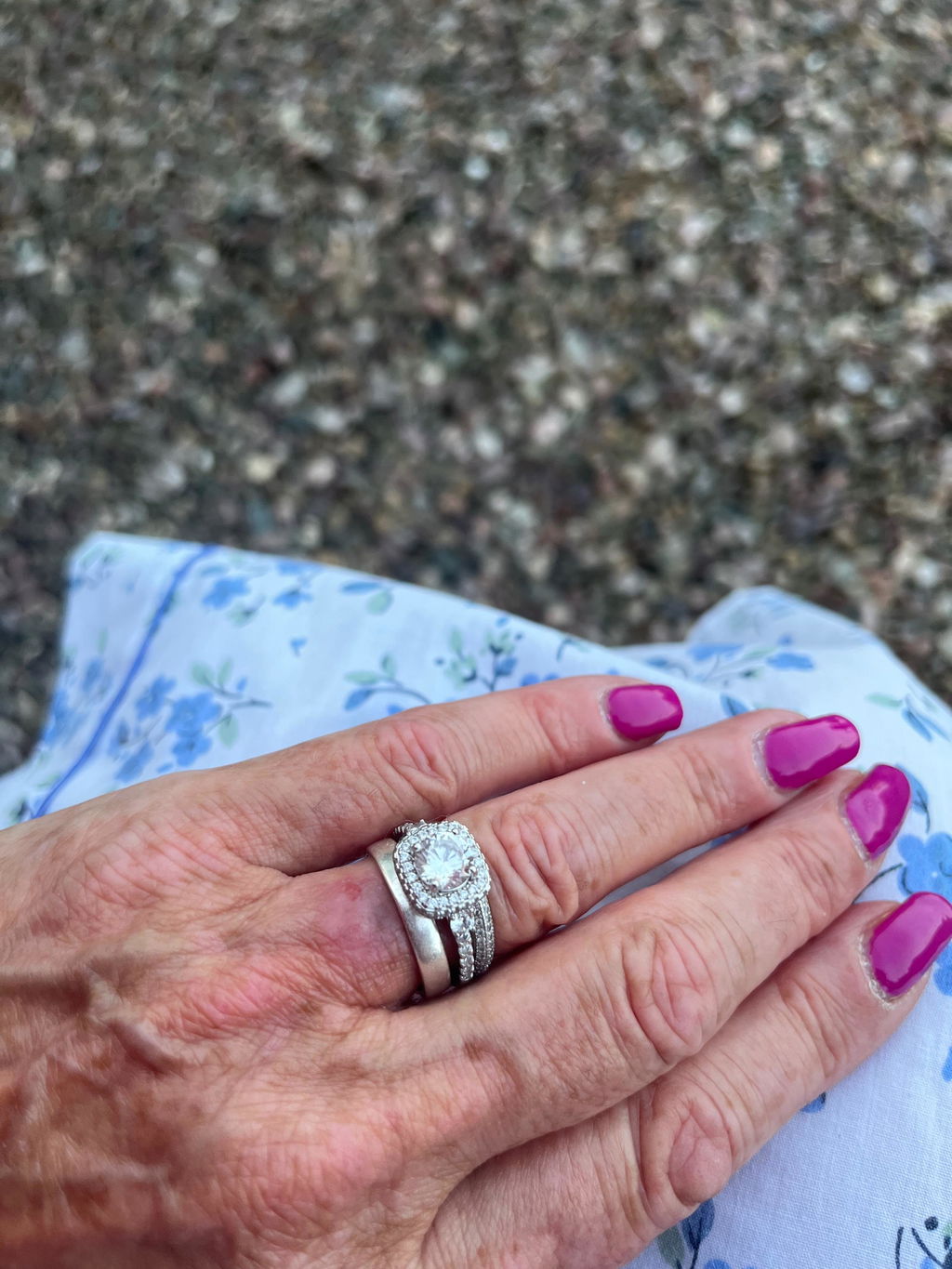 925 Sterling Silver Cz Halo with Side Accents Ring