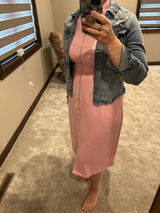 Eloise Pink V-Neck Sleeveless Double Zip Midi Dress