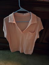 Pink Collared Ribbed Top