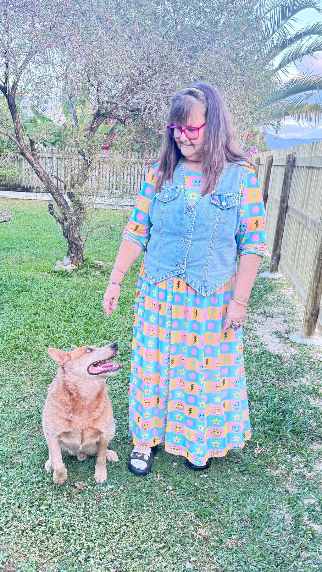 Rainbow Square Mesh Dress
