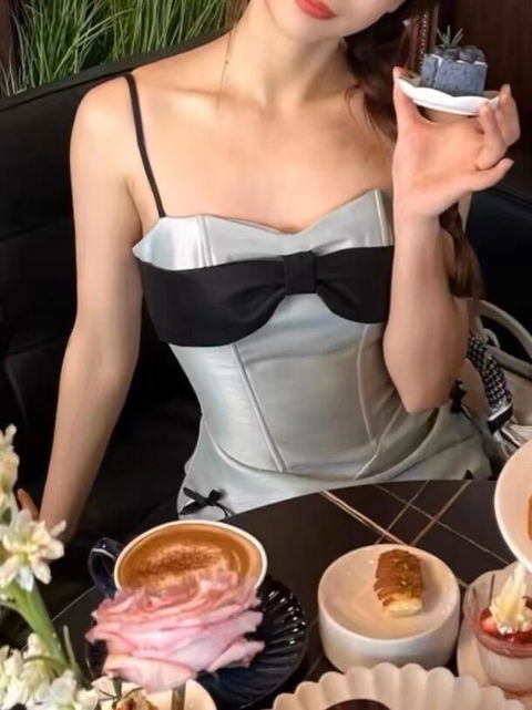 Princess Black Bow Slip Dress