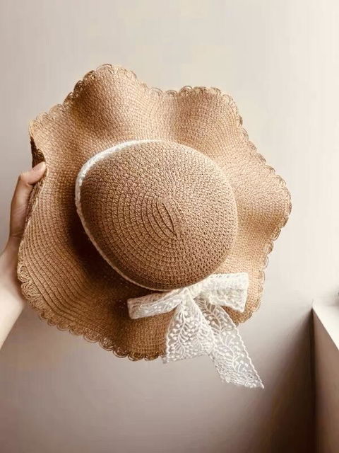 Wide Brim Lace Up Straw Hat