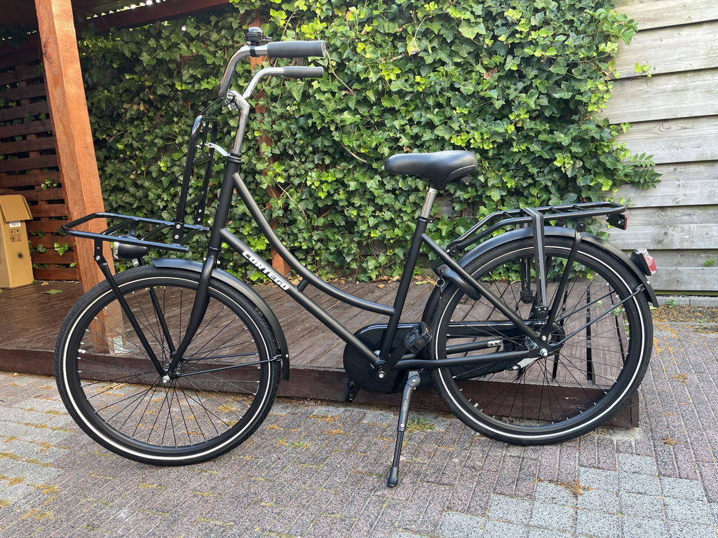 Omafiets Meisjesfiets 26 inch Mat-Zwart + Voordrager