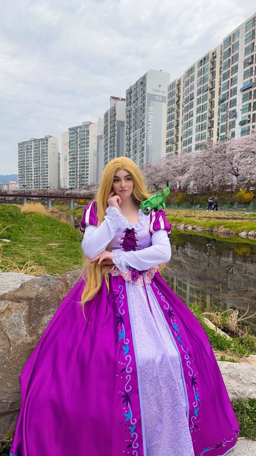 Disney Princess Tangled Rapunzel Long Straight Yaki Blonde Lace Front Synthetic Hair Wig LF701S
