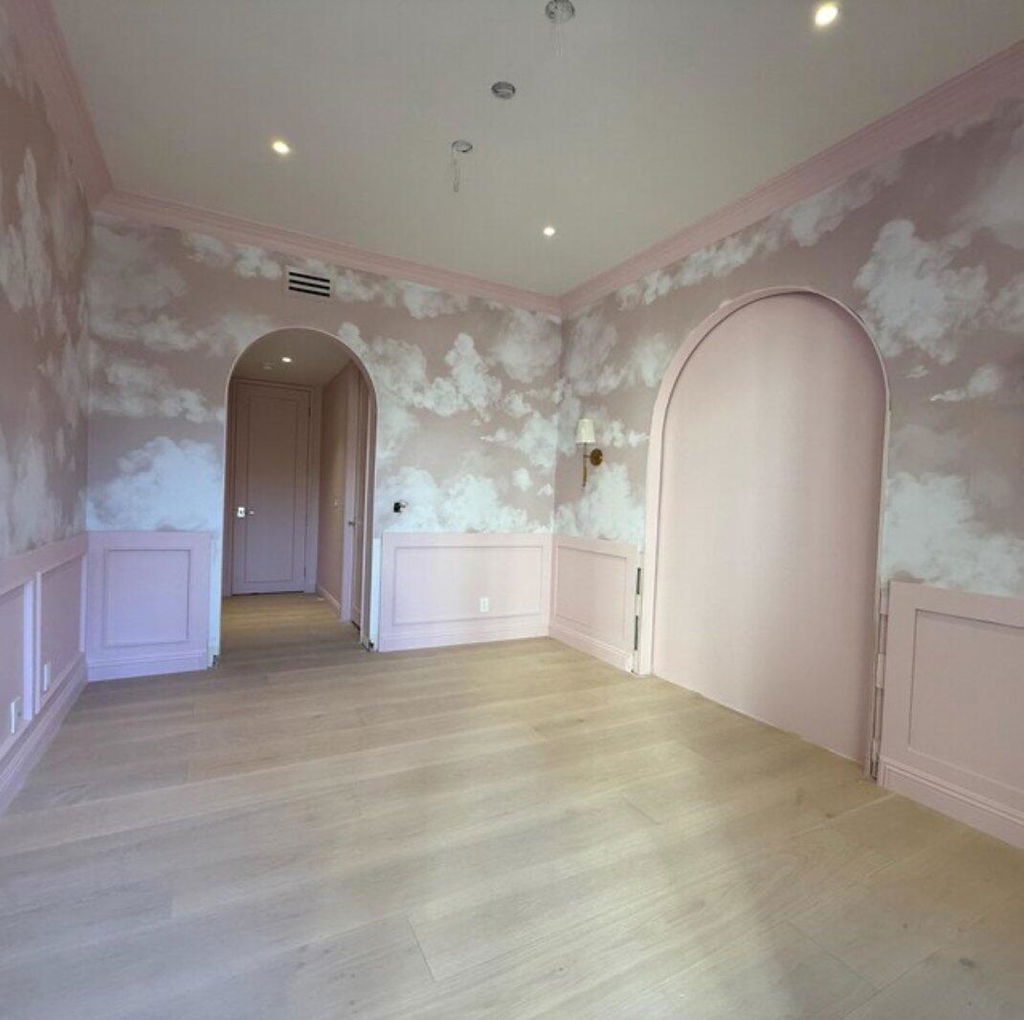Pastel Pink Sky & Clouds Wall Mural AM022