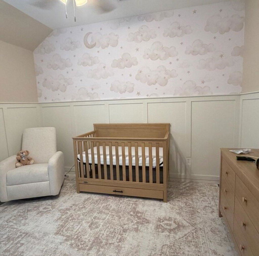 Beige Moon Clouds & Stars Wall Mural SM067